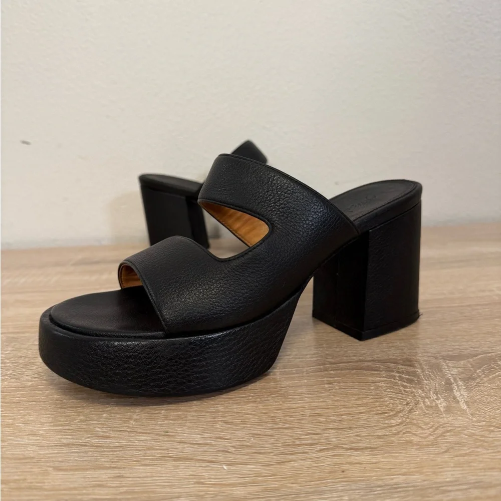 Marsèll Palbo' grained‎ leather black chunky heel sandals women’s Sz 39/9